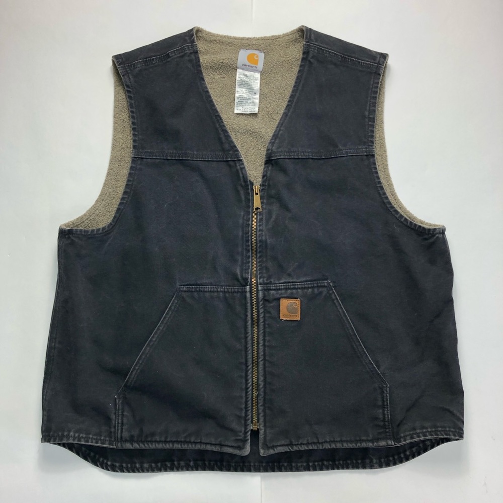 Vintage Carhartt Fleece lined denim vest Size XL